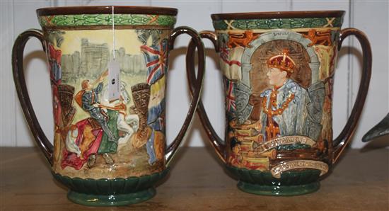 A Royal Doulton Edward VIII coronation commemorative two handled loving cup, 26.5cm